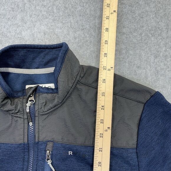 ORVIS Mens Medium M Bonded Mesh Fleece Full Zip Jacket Blue Gray Textured READ - Picture 10 of 10